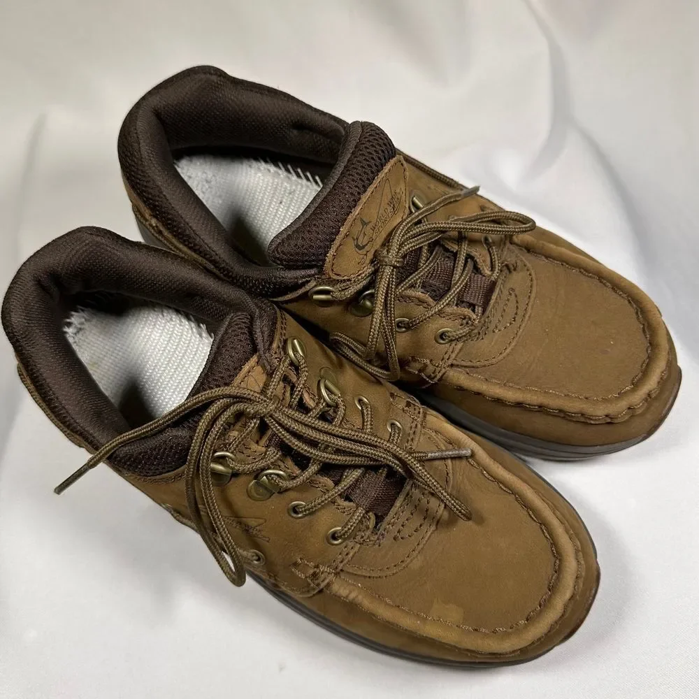 Worldwide Sportsman Blue Water Oxford Dark Brown Leather Non-Slip Shoe Mens 9‎